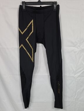 2XU Mens Elite MCS Black w/ Gold Logo Accent Compression Tights Size Small (M13)